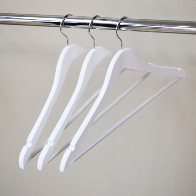 White Wooden Hanger With Bar