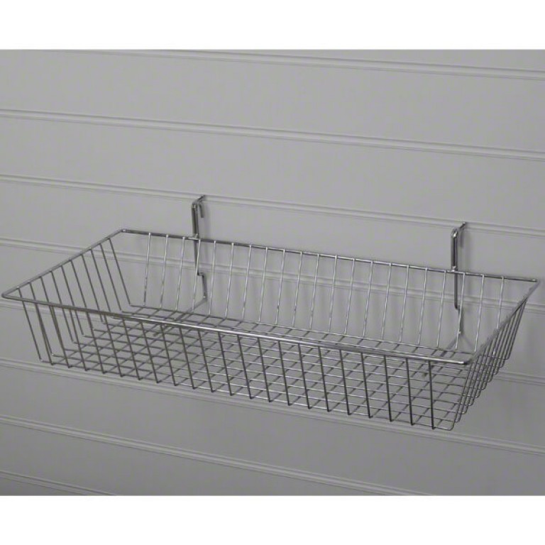 Large Shallow Slatwall Basket / Gridwall Basket (chrome)