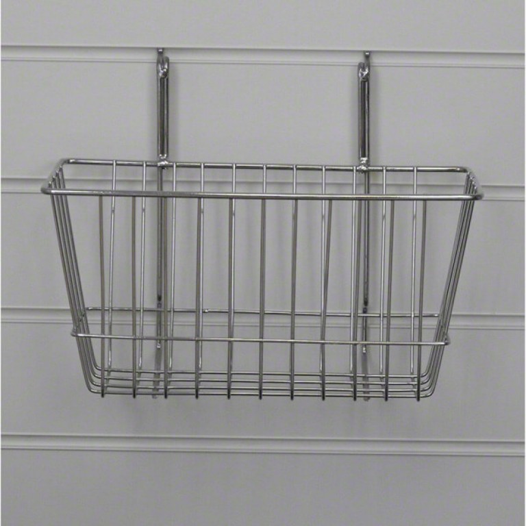 Narrow Slatwall Basket / Gridwall Basket (chrome)