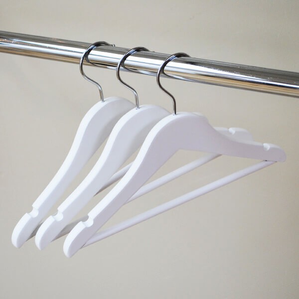 Children S White Wooden Coat Hangers With Bar
