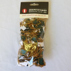 Gift tags white and green with gold tie - 200 per pack