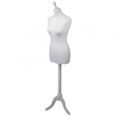 Ladies Tailor's Dummy (white fabric / white tripod)