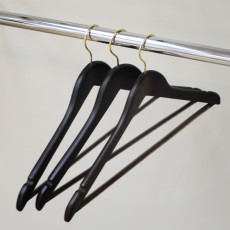 Dark Brown Wooden Hangers With Bar